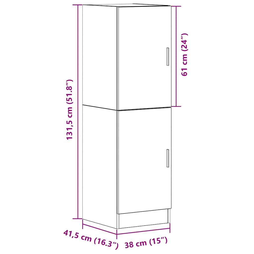 vidaXL Στήλη Κουζίνας Μαύρη 38x41,5x131,5 εκ. από Επεξεργασμένο Ξύλο