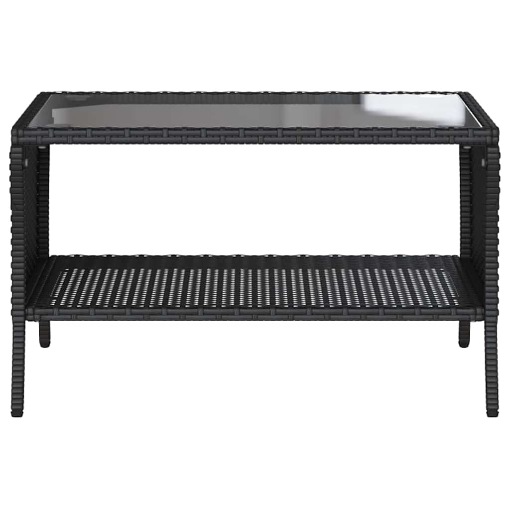 vidaXL Καναπές κήπου 2θέσιος με μαξιλάρια&Τραπέζι Μαύρο Poly Rattan