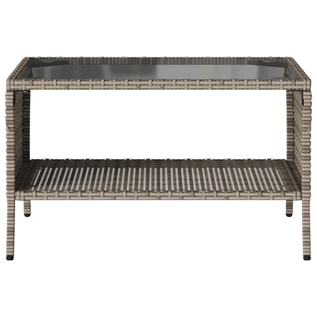 vidaXL Καναπές Κήπου Διθέσιος Γκρι Συνθ. Ρατάν με Τραπέζι/Μαξιλάρια