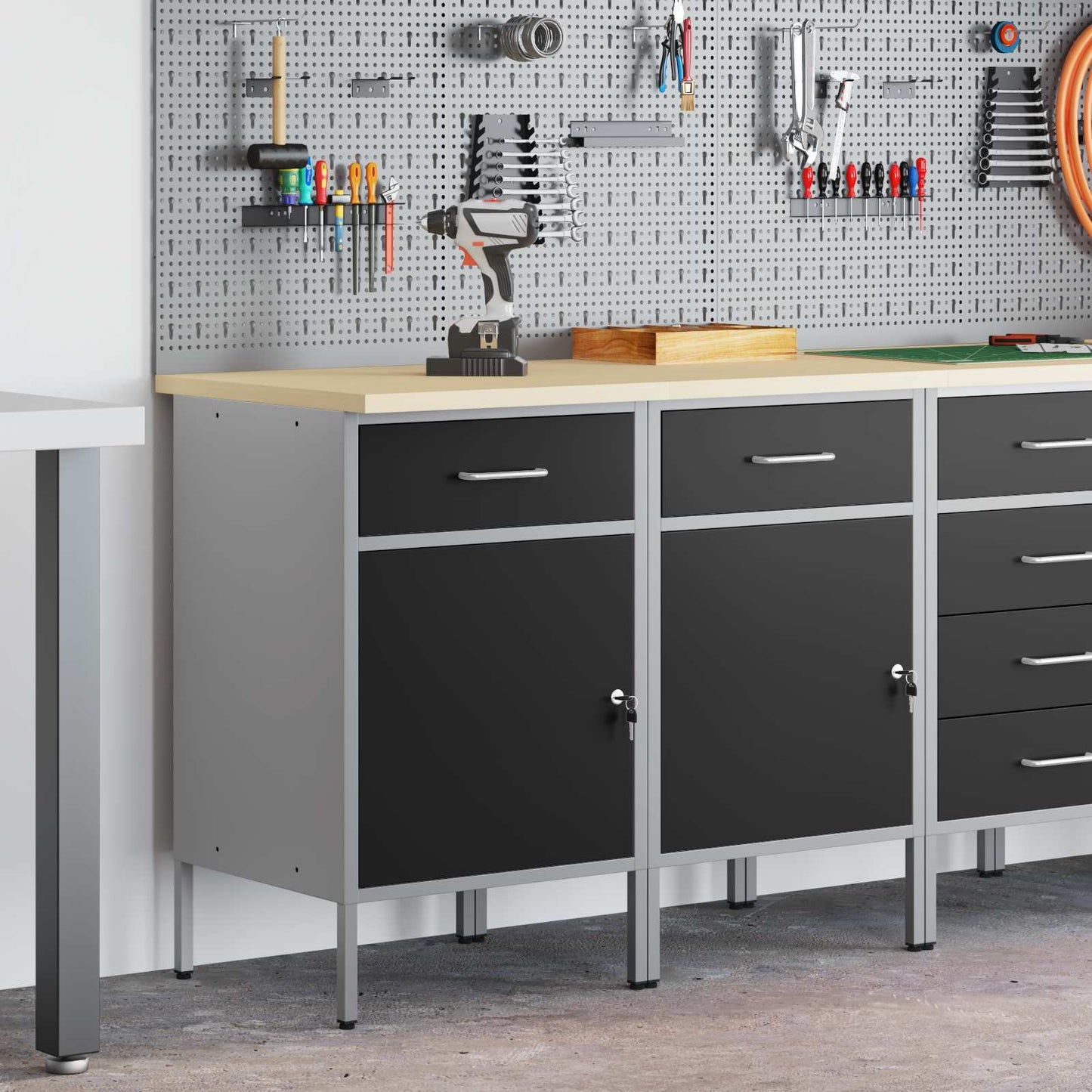 vidaXL Ντουλάπα Εργασίας 2 τμχ. Μαύρο και Γκρι 100 x 55 x 85 εκ.