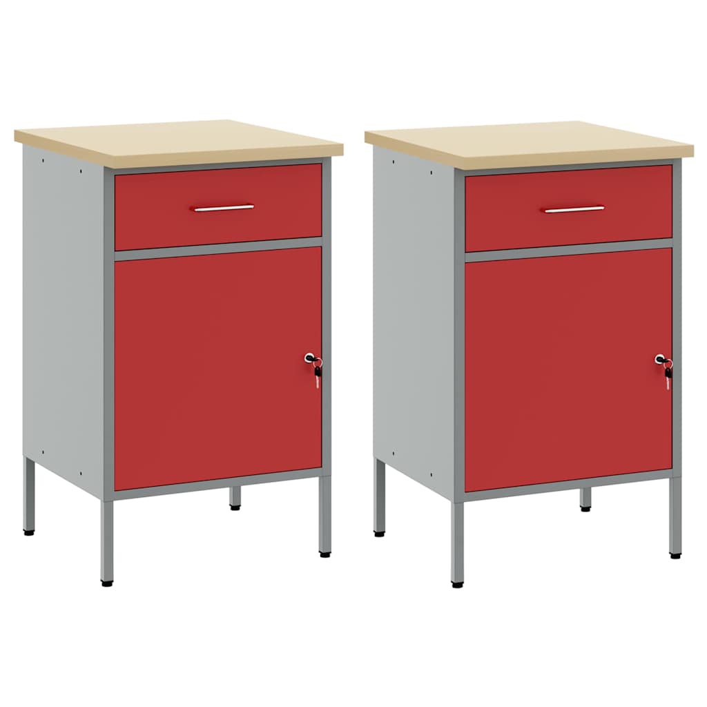 vidaXL Ντουλάπα Εργασίας 2 pcs Κόκκινο και Γκρι 100 x 55 x 85 εκ.