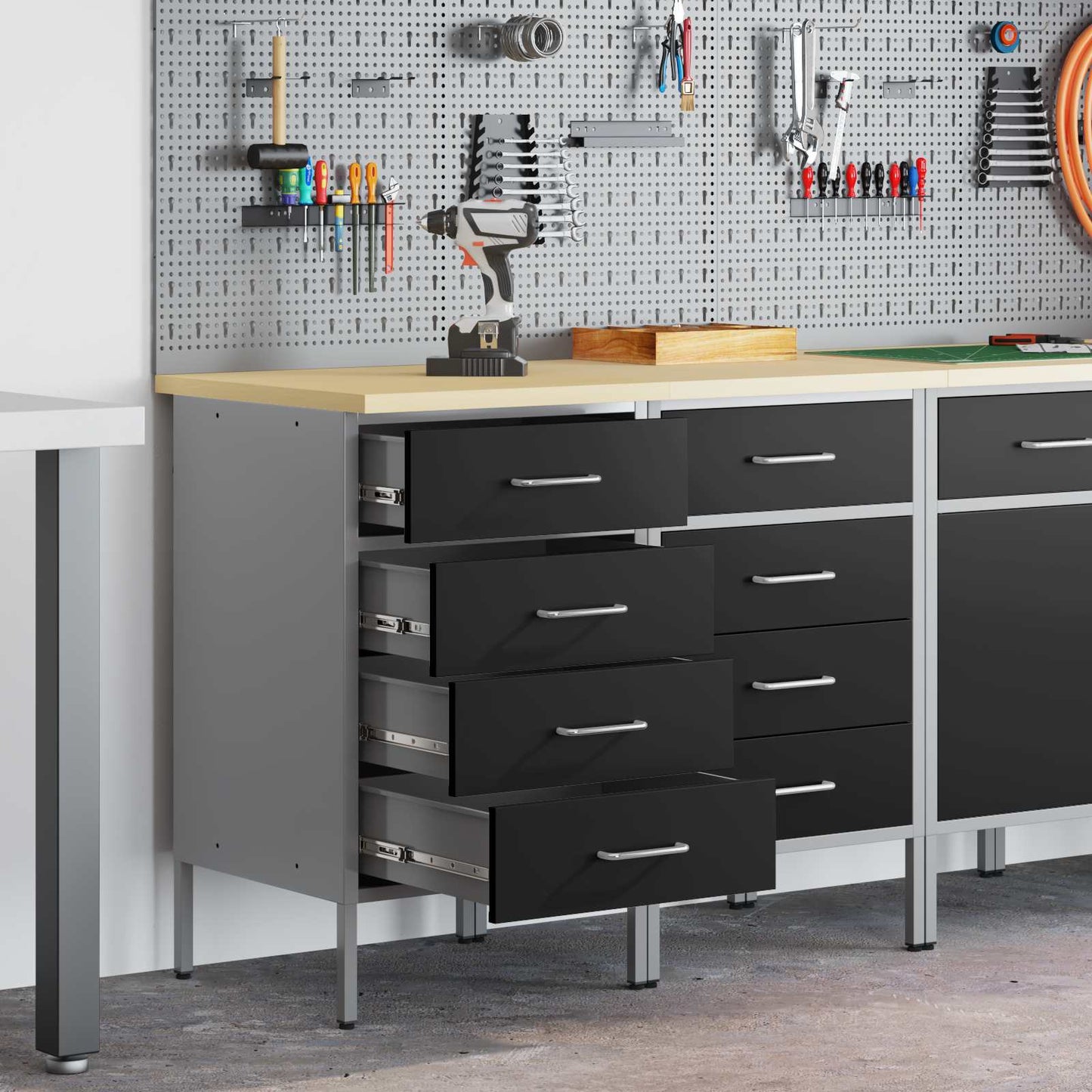 vidaXL Ντουλάπα Εργασίας 2 τεμ. Μαύρο και Γκρι 100 x 55 x 85 εκ.
