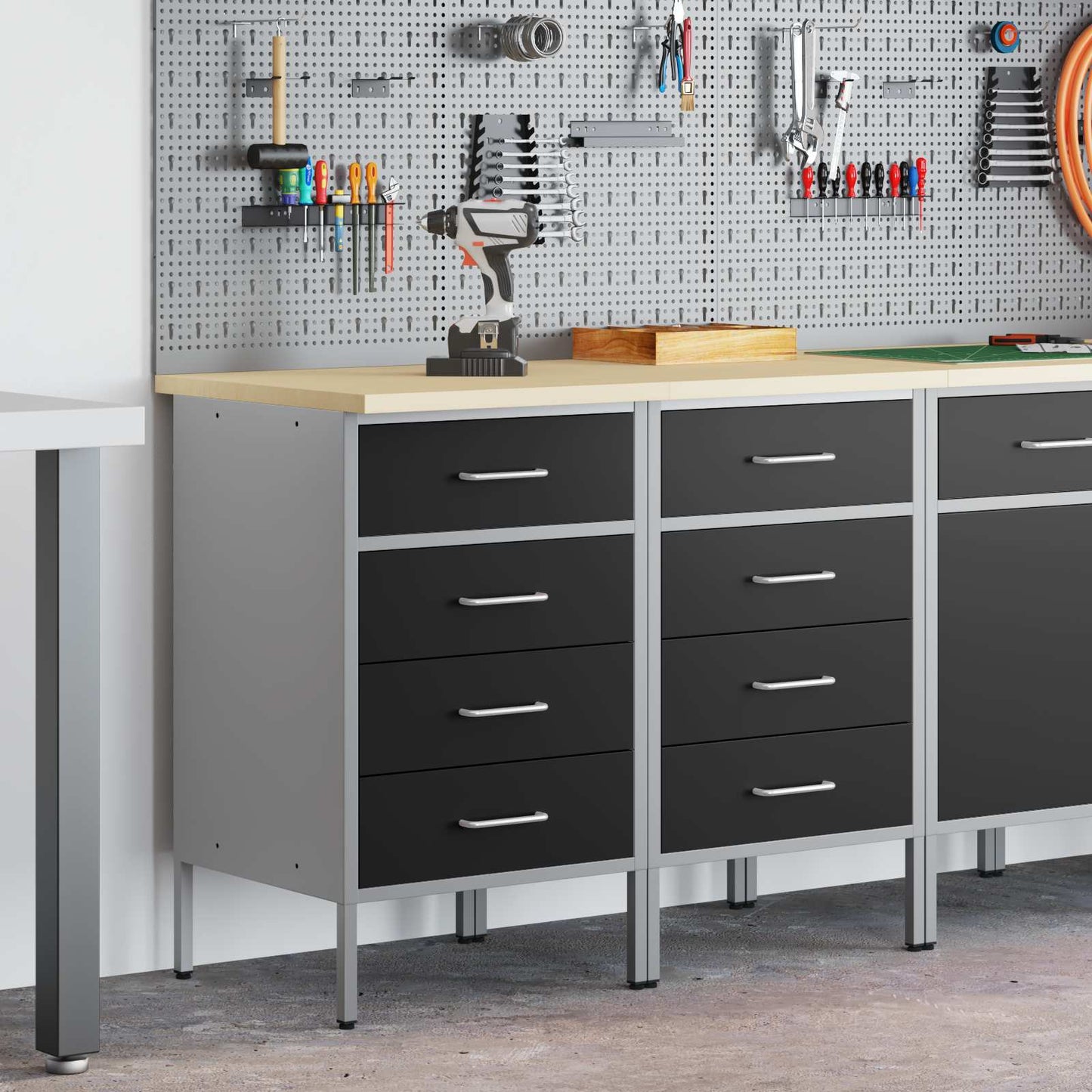 vidaXL Ντουλάπα Εργασίας 2 τεμ. Μαύρο και Γκρι 100 x 55 x 85 εκ.