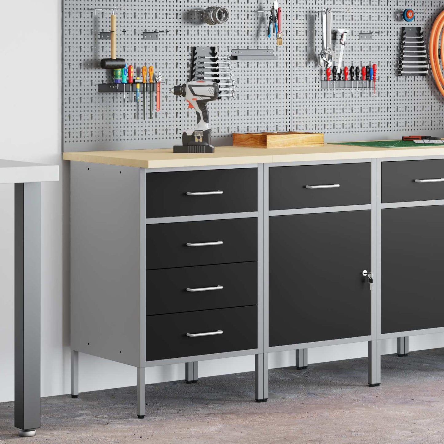 vidaXL Ντουλάπα Εργασίας 2 τμχ. Μαύρο και Γκρι 100 x 55 x 85 εκ.