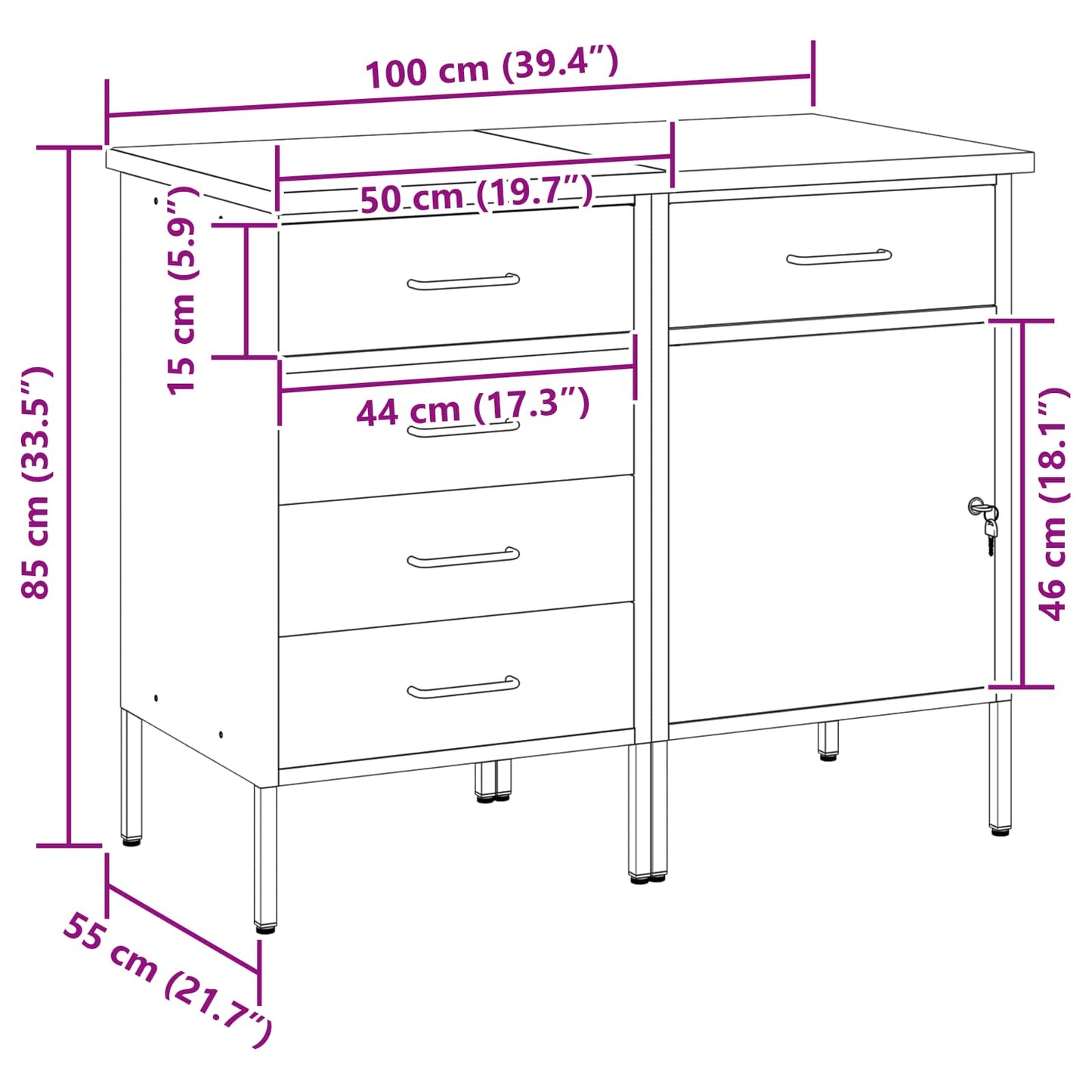vidaXL Ντουλάπα Εργασίας 2 τμχ. Μαύρο και Γκρι 100 x 55 x 85 εκ.