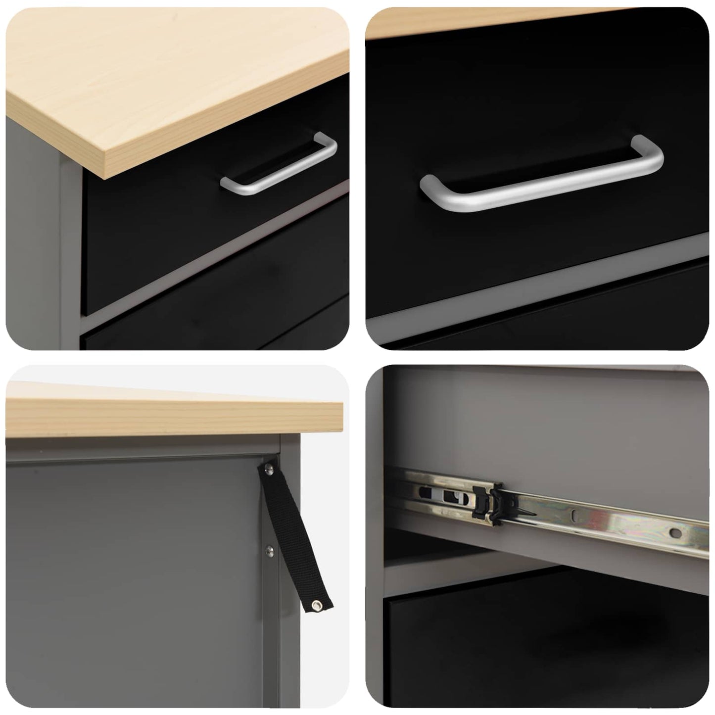 vidaXL Ντουλάπα Εργασίας 3 pcs Μαύρο και Γκρι 150 x 55 x 85 εκ