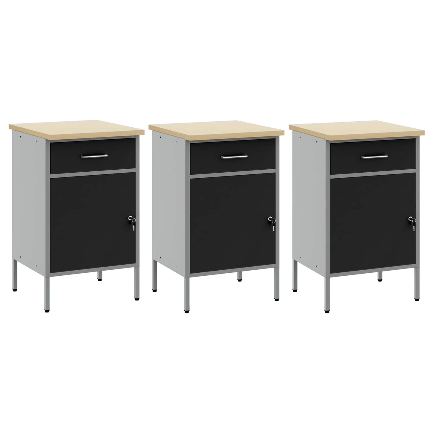 vidaXL Ντουλάπα Εργασίας 3 pcs Μαύρο και Γκρι 150 x 55 x 85 εκ