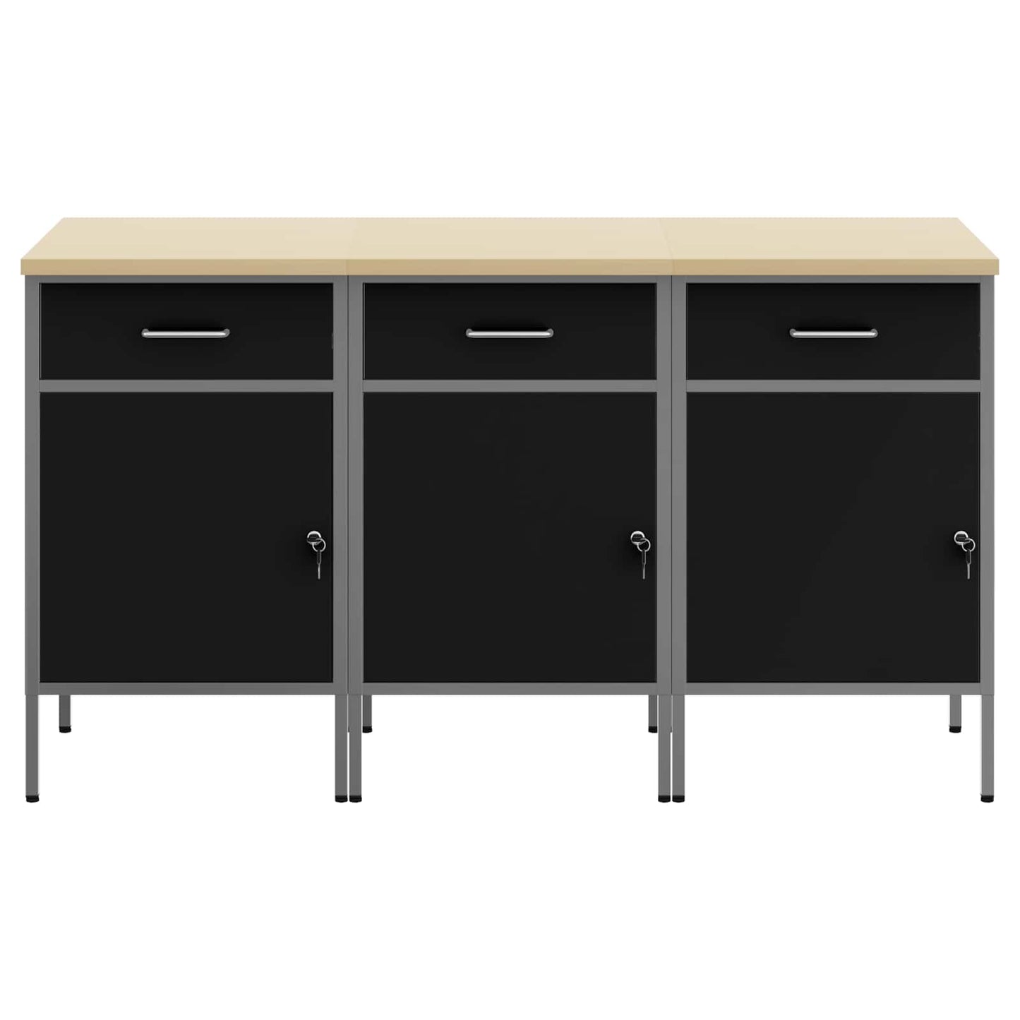 vidaXL Ντουλάπα Εργασίας 3 pcs Μαύρο και Γκρι 150 x 55 x 85 εκ