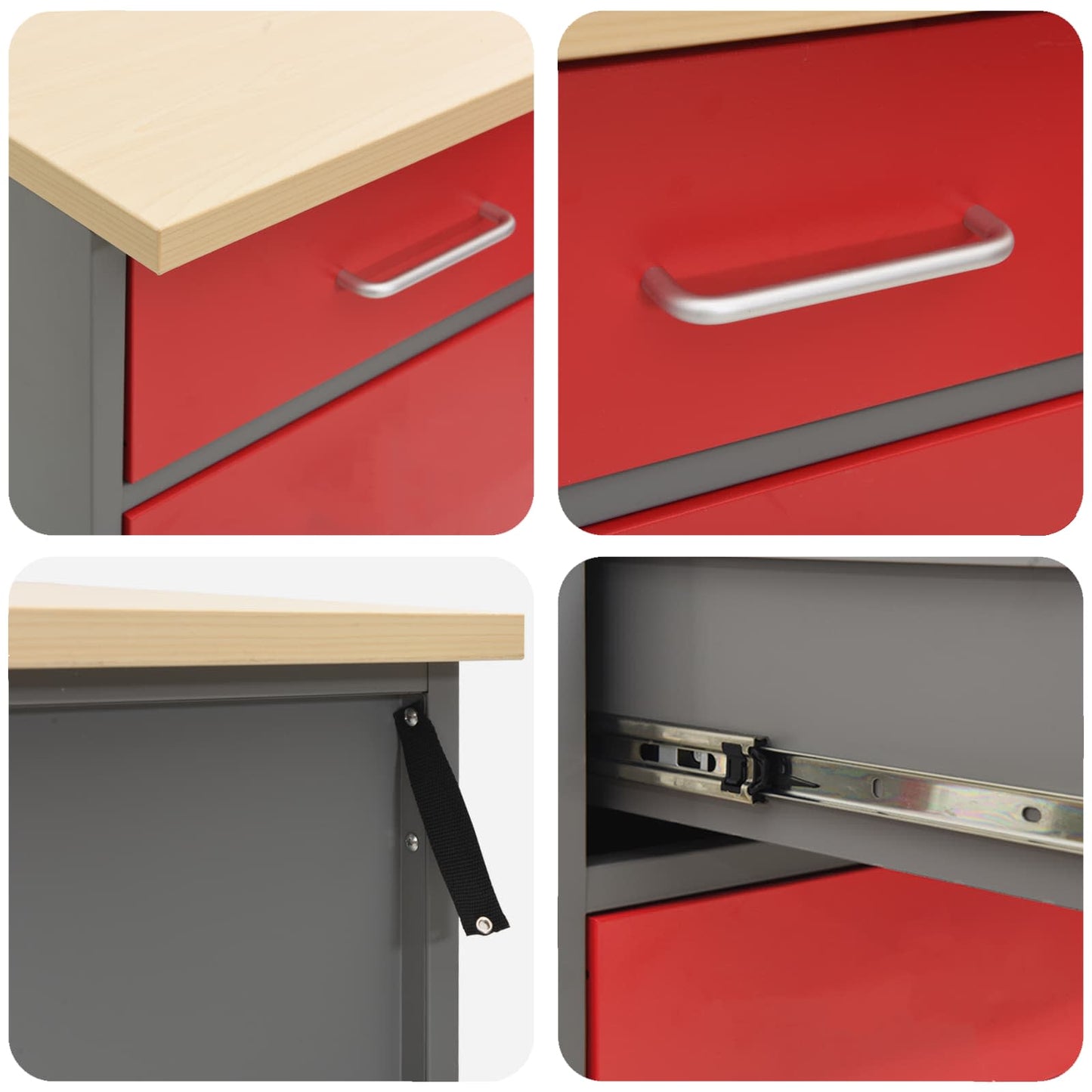 vidaXL Ντουλάπα Εργασίας 3 pcs Κόκκινο και Γκρι 150 x 55 x 85 εκ