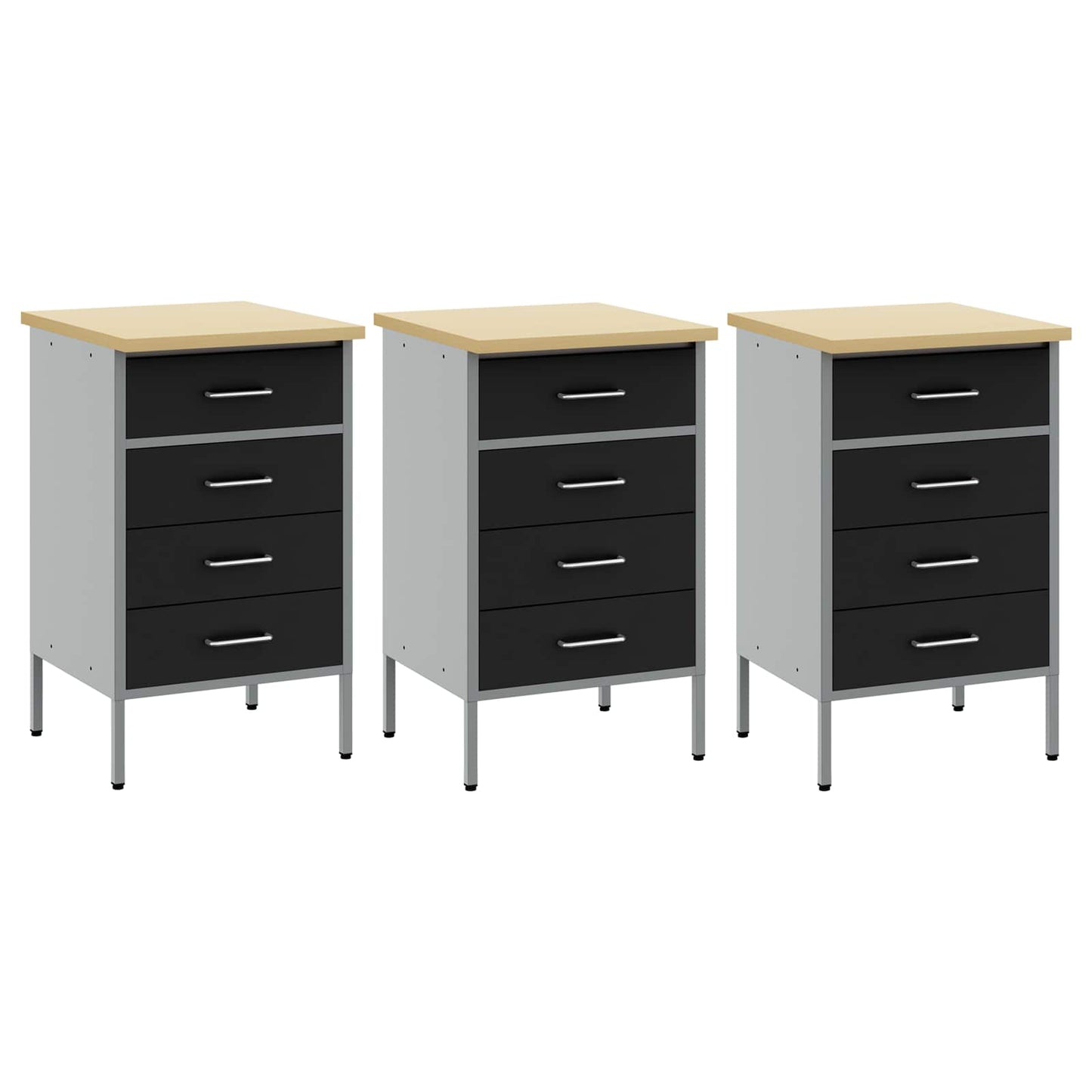 vidaXL Ντουλάπα Εργασίας 3 τμχ. Μαύρο και Γκρι 150 x 55 x 85 εκ