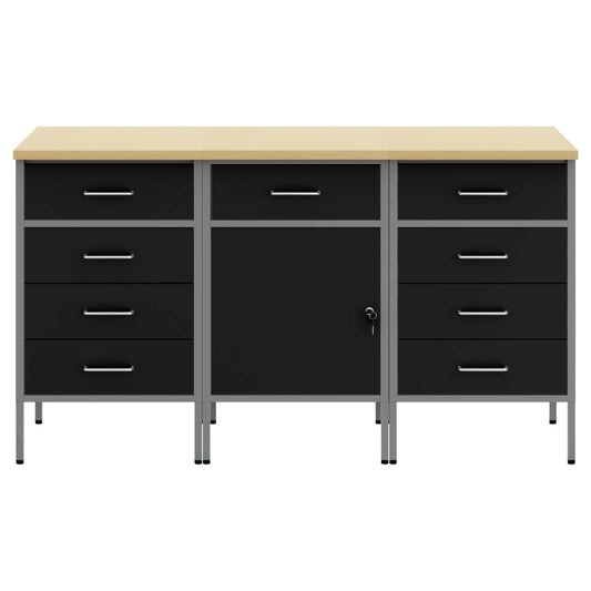 vidaXL Ντουλάπα Εργασίας 3 τμχ. Μαύρο και Γκρι 150 x 55 x 85 εκ