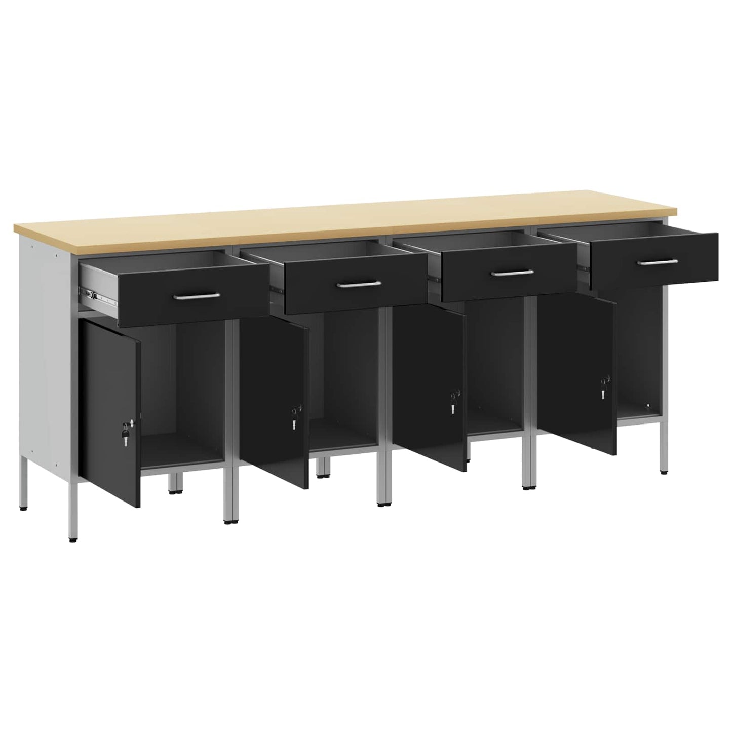 vidaXL Ντουλάπα Εργασίας 4 τμχ. Μαύρο και Γκρι 200 x 55 x 85 εκ