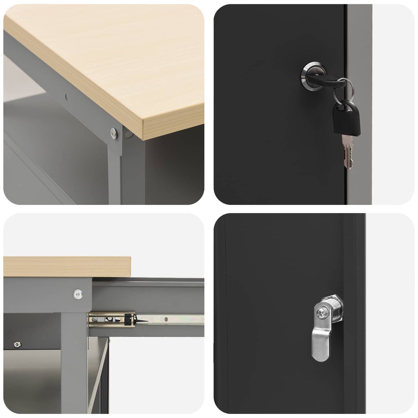 vidaXL Σετ πάγκου εργασίας 2 pcs Μαύρο και Γκρι 200 x 55 x 85 εκ