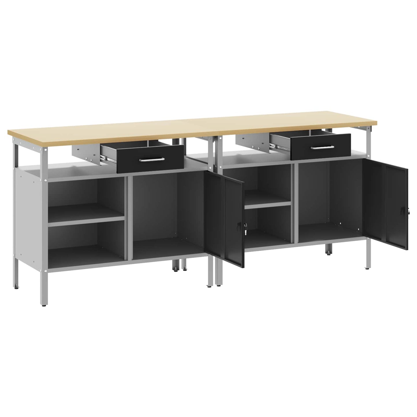 vidaXL Σετ πάγκου εργασίας 2 pcs Μαύρο και Γκρι 200 x 55 x 85 εκ