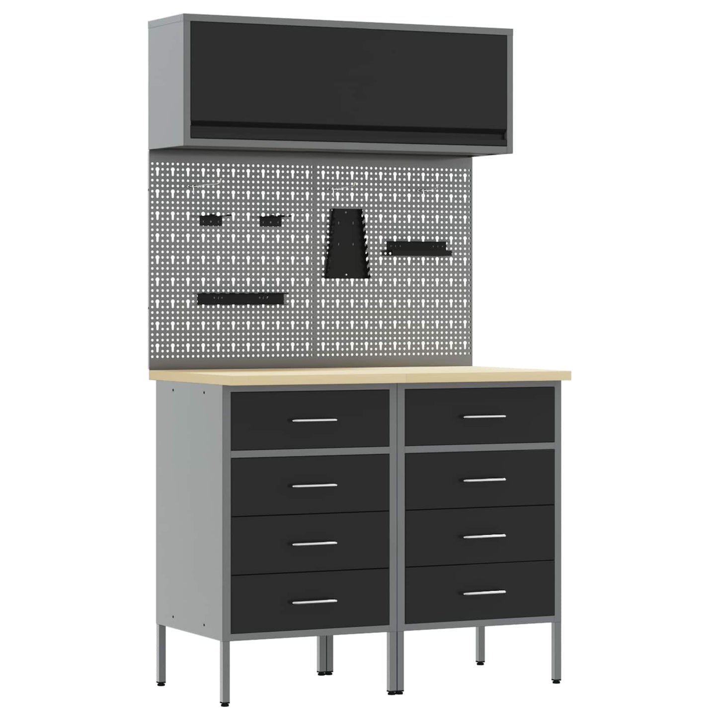 vidaXL Σετ Ντουλάπας Εργασίας με συρτάρι με ράφι 5 τμχ. Μαύρο