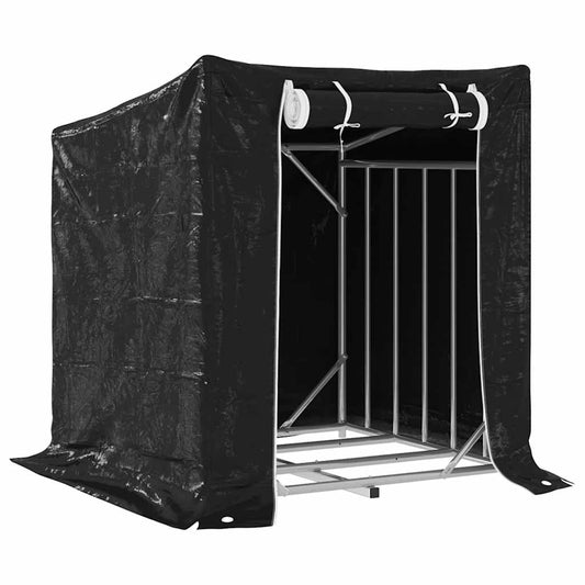 vidaxL Ράφι για καυσόξυλα με κάλυμμα βροχής 100,5x100,5x110,5 εκ.