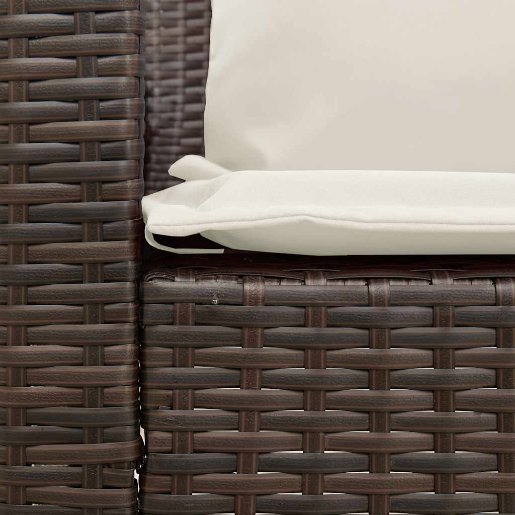vidaXL Καναπές κήπου 5θέσιος με μαξιλάρια Brown Poly Rattan