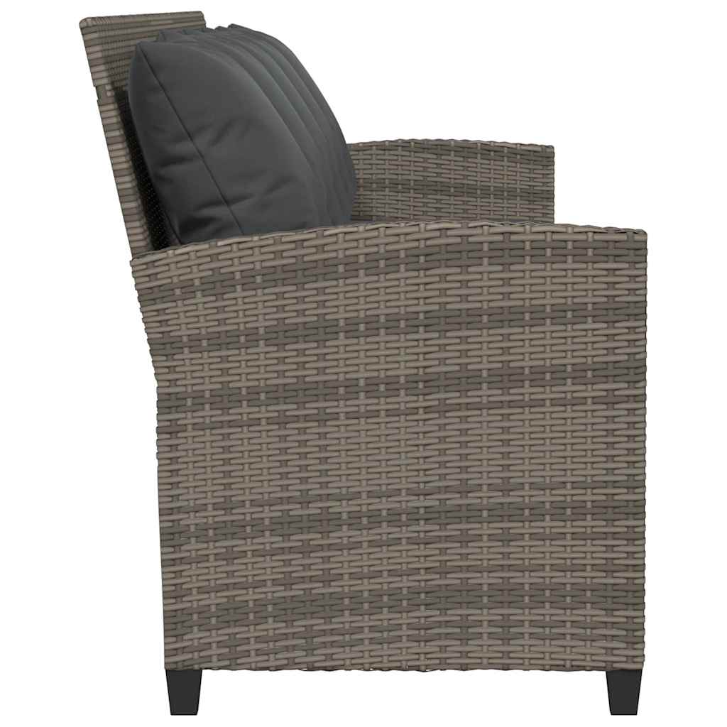 vidaXL Καναπές κήπου 5θέσιος με μαξιλάρια Γκρι Poly Rattan