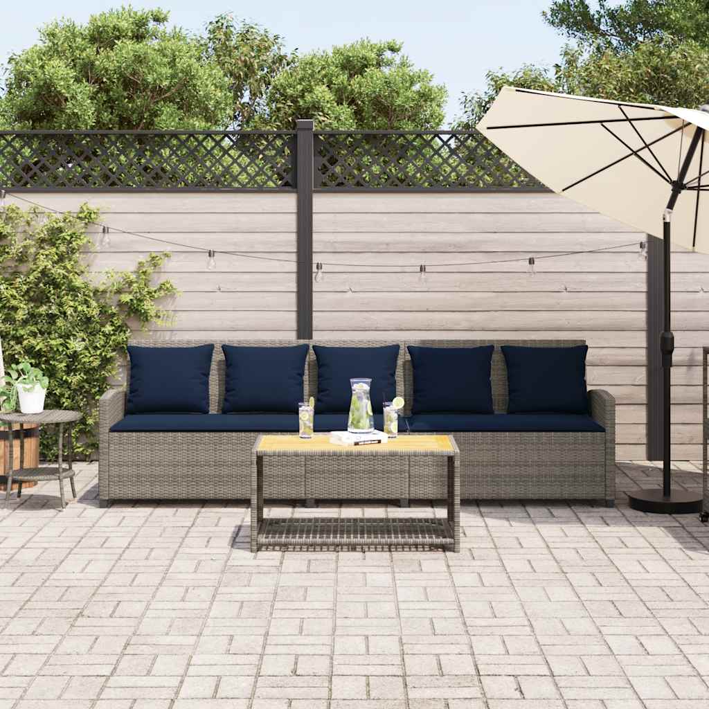 vidaXL Καναπές κήπου 5θέσιος με μαξιλάρια Γκρι Poly Rattan