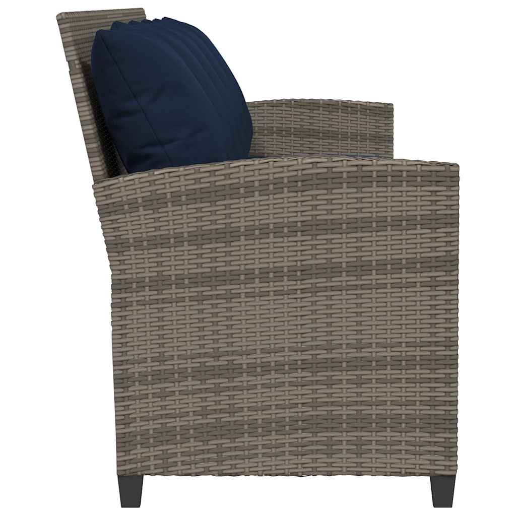 vidaXL Καναπές κήπου 5θέσιος με μαξιλάρια Γκρι Poly Rattan