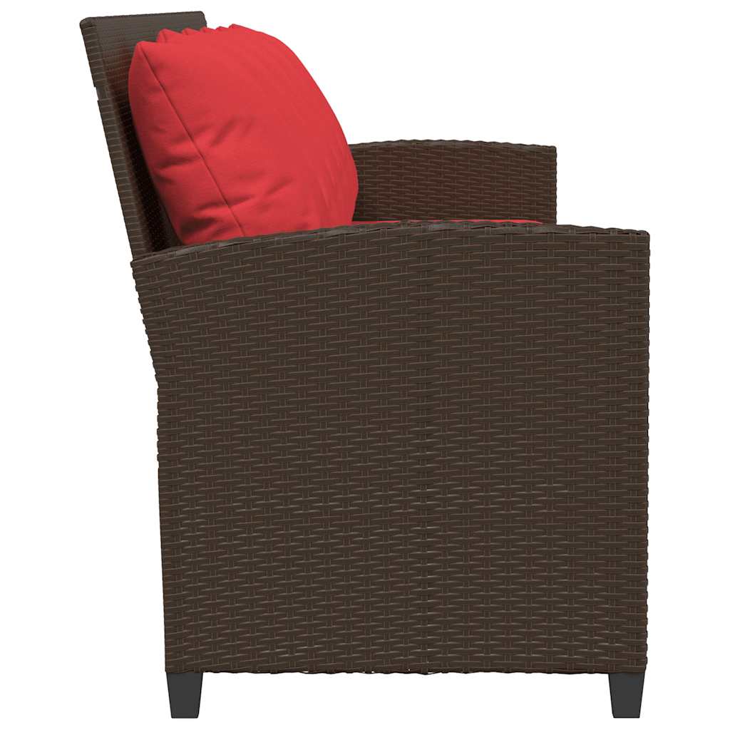 vidaXL Καναπές κήπου 5θέσιος με μαξιλάρια Brown Poly Rattan