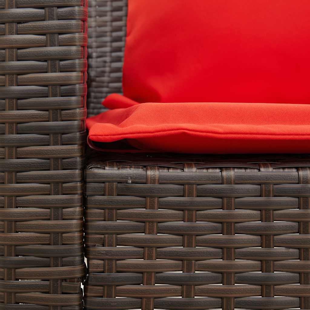 vidaXL Καναπές κήπου 5θέσιος με μαξιλάρια Brown Poly Rattan