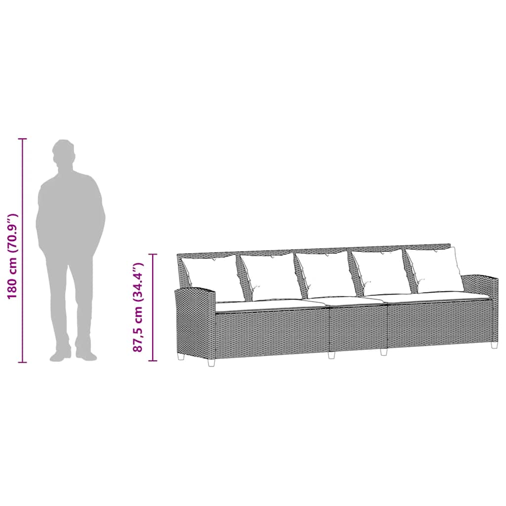 vidaXL Καναπές κήπου 5θέσιος με μαξιλάρια Brown Poly Rattan