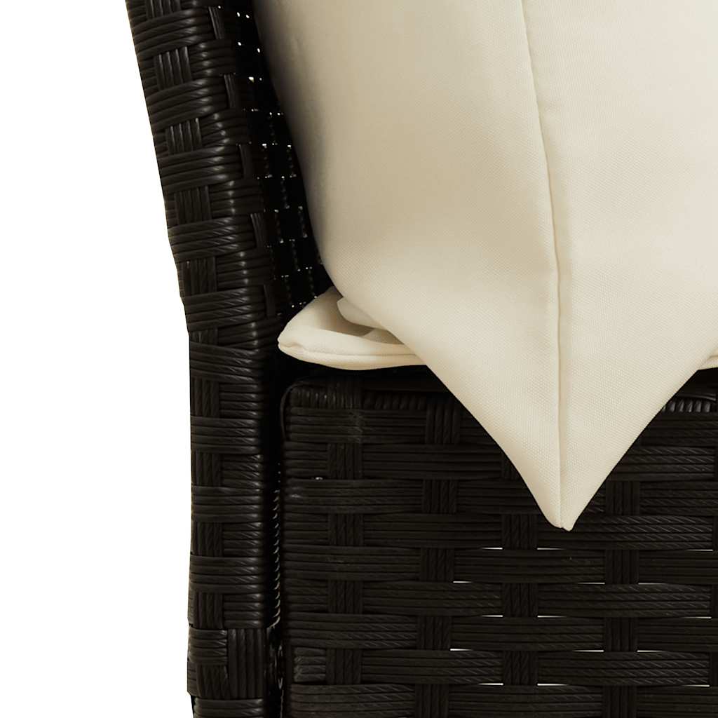 vidaXL Καναπές Κήπου Μαύρος από Συνθετικό Ρατάν με Μαξιλάρια