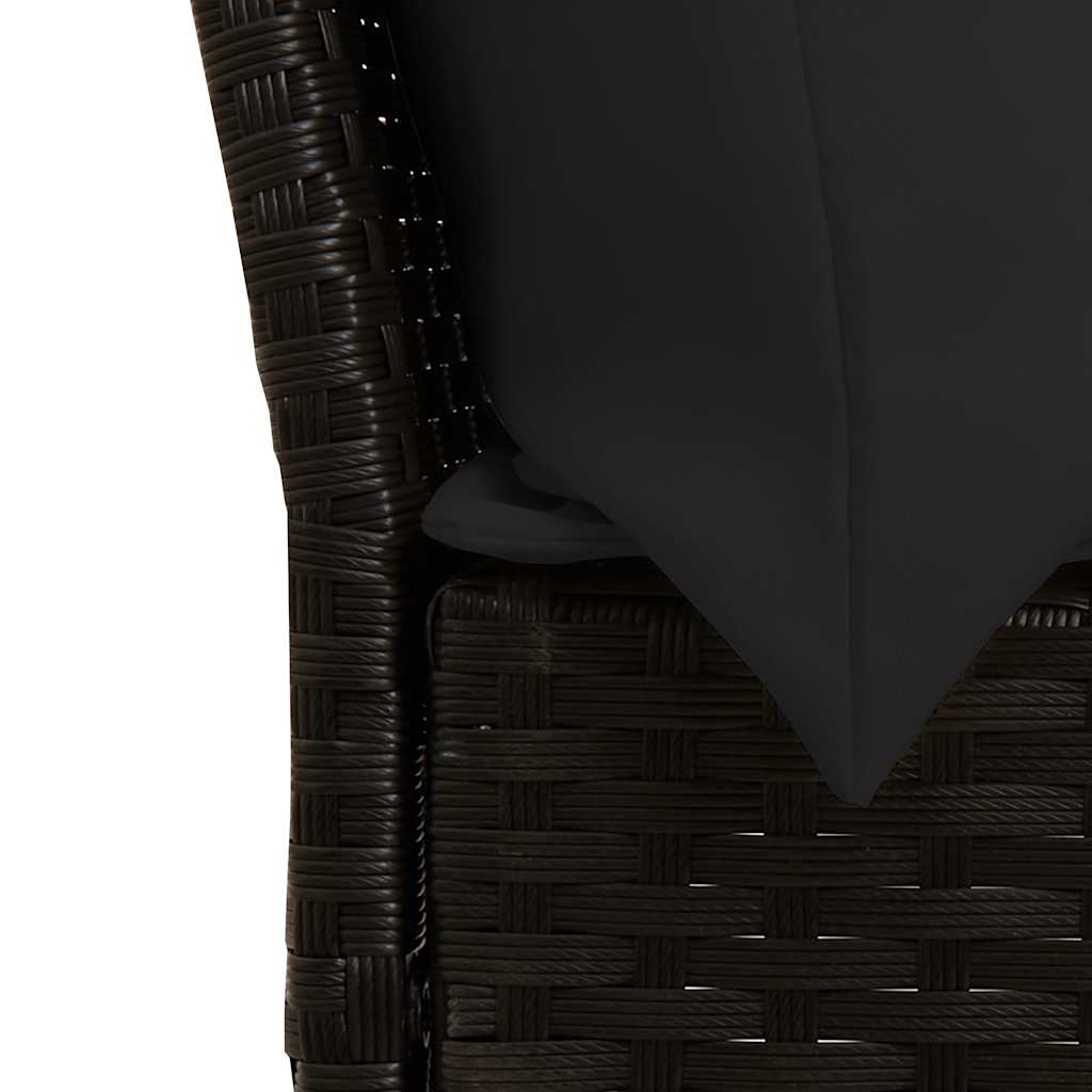 vidaXL Καναπές Κήπου Μαύρος από Συνθετικό Ρατάν με Μαξιλάρια