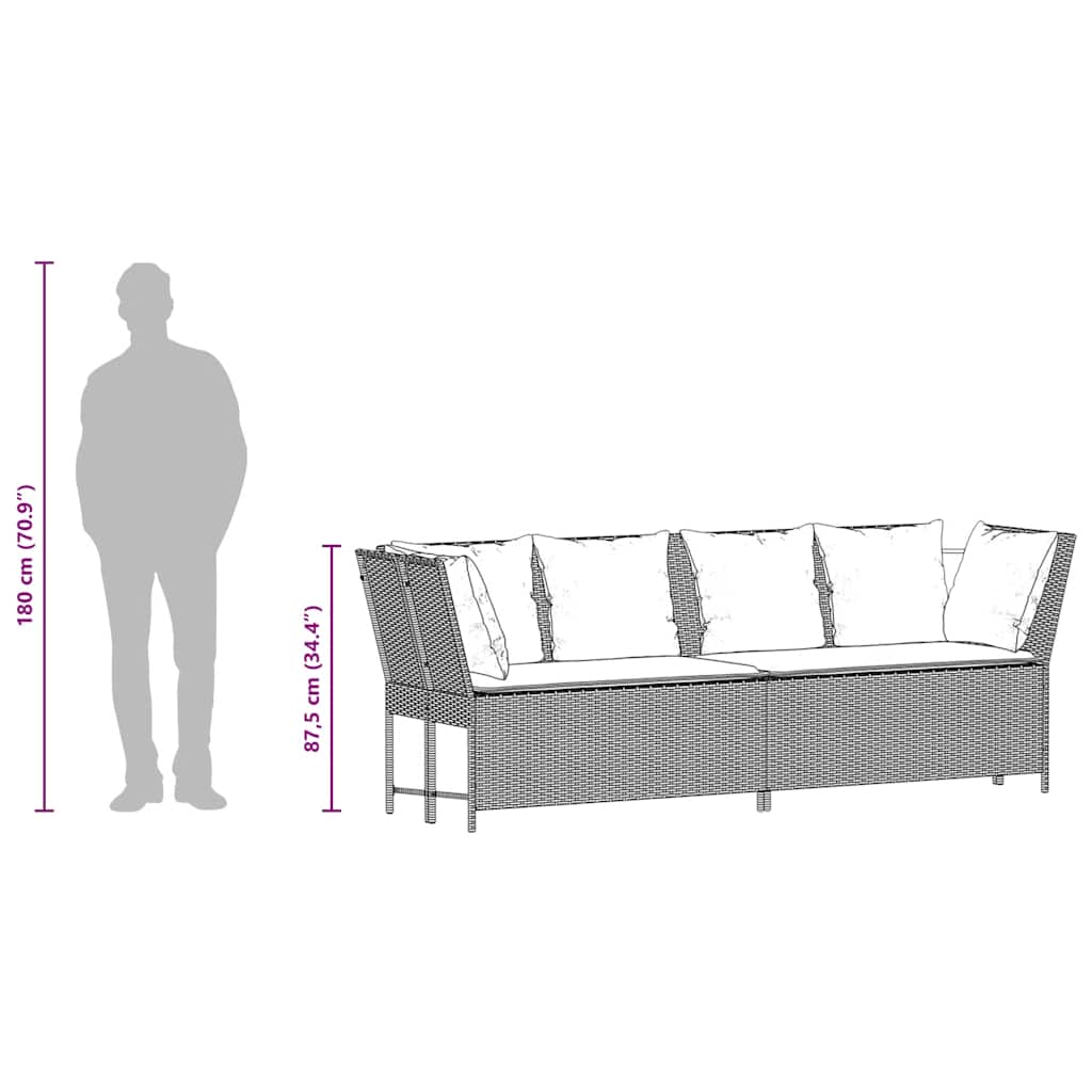 vidaXL Καναπές κήπου με Μαξιλάρια Μπεζ από Συνθετικό Ρατάν