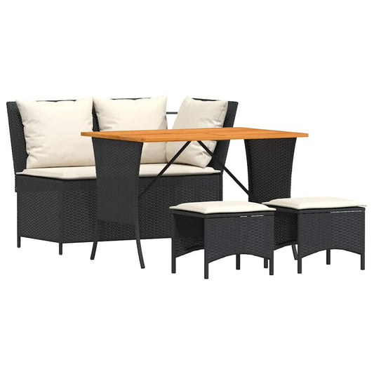 vidaXL Σετ Τραπεζαρίας Κήπου με Μαξιλάρια 4 τεμ. Μαύρο από Συνθ. Ρατάν