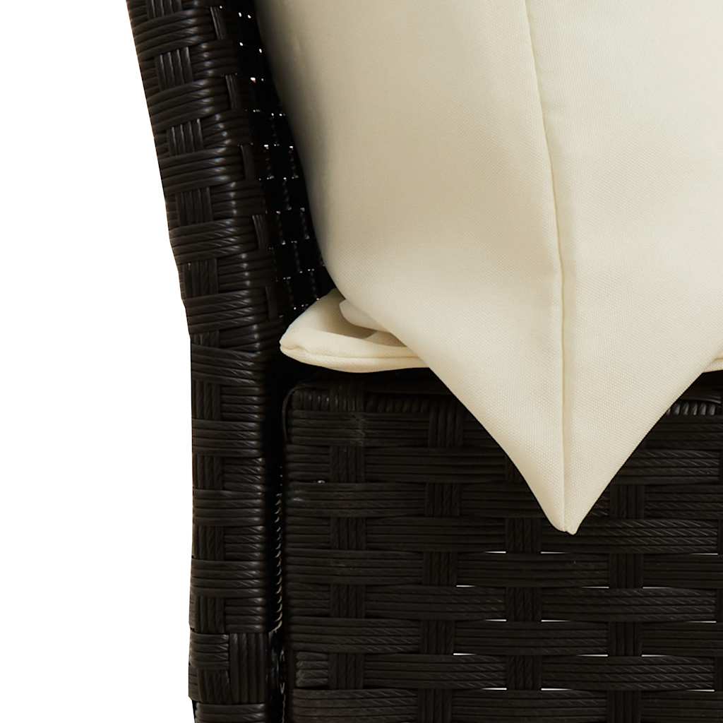 vidaXL Σετ Τραπεζαρίας Κήπου με Μαξιλάρια 4 τεμ. Μαύρο από Συνθ. Ρατάν