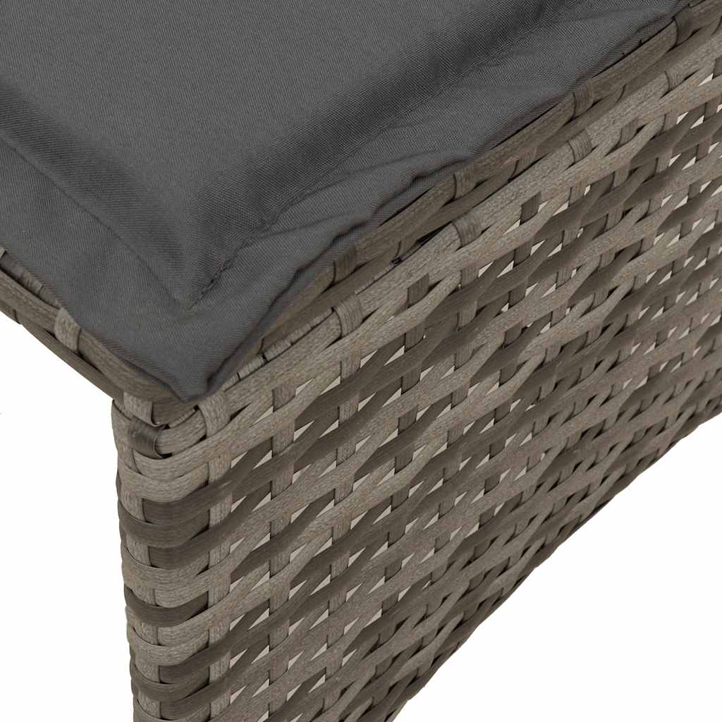 vidaXL Σετ Τραπεζαρίας Κήπου 3 τεμ. Γκρι Συνθ. Ρατάν με Μαξιλάρια