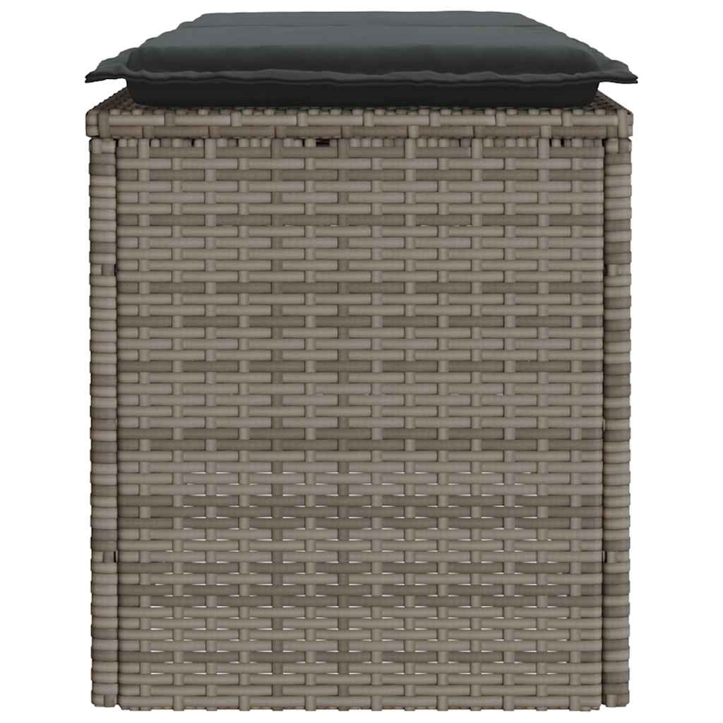 vidaXL Πάγκος κήπου με μαξιλάρι γκρι 110x40x44 cm Poly Rattan