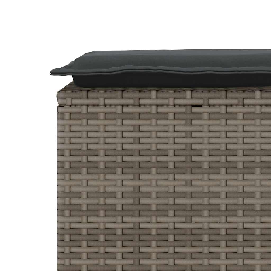 vidaXL Πάγκος κήπου με μαξιλάρι γκρι 110x40x44 cm Poly Rattan