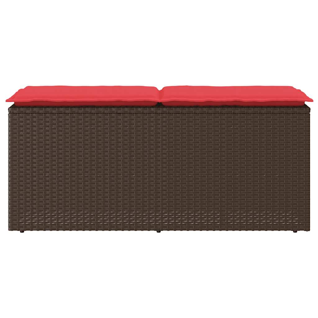 vidaXL Πάγκος κήπου με μαξιλάρι καφέ 110x40x44 cm Poly Rattan