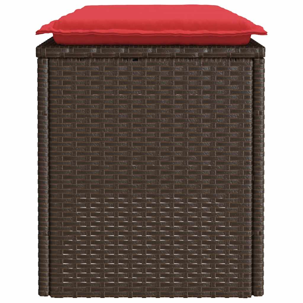 vidaXL Πάγκος κήπου με μαξιλάρι καφέ 110x40x44 cm Poly Rattan