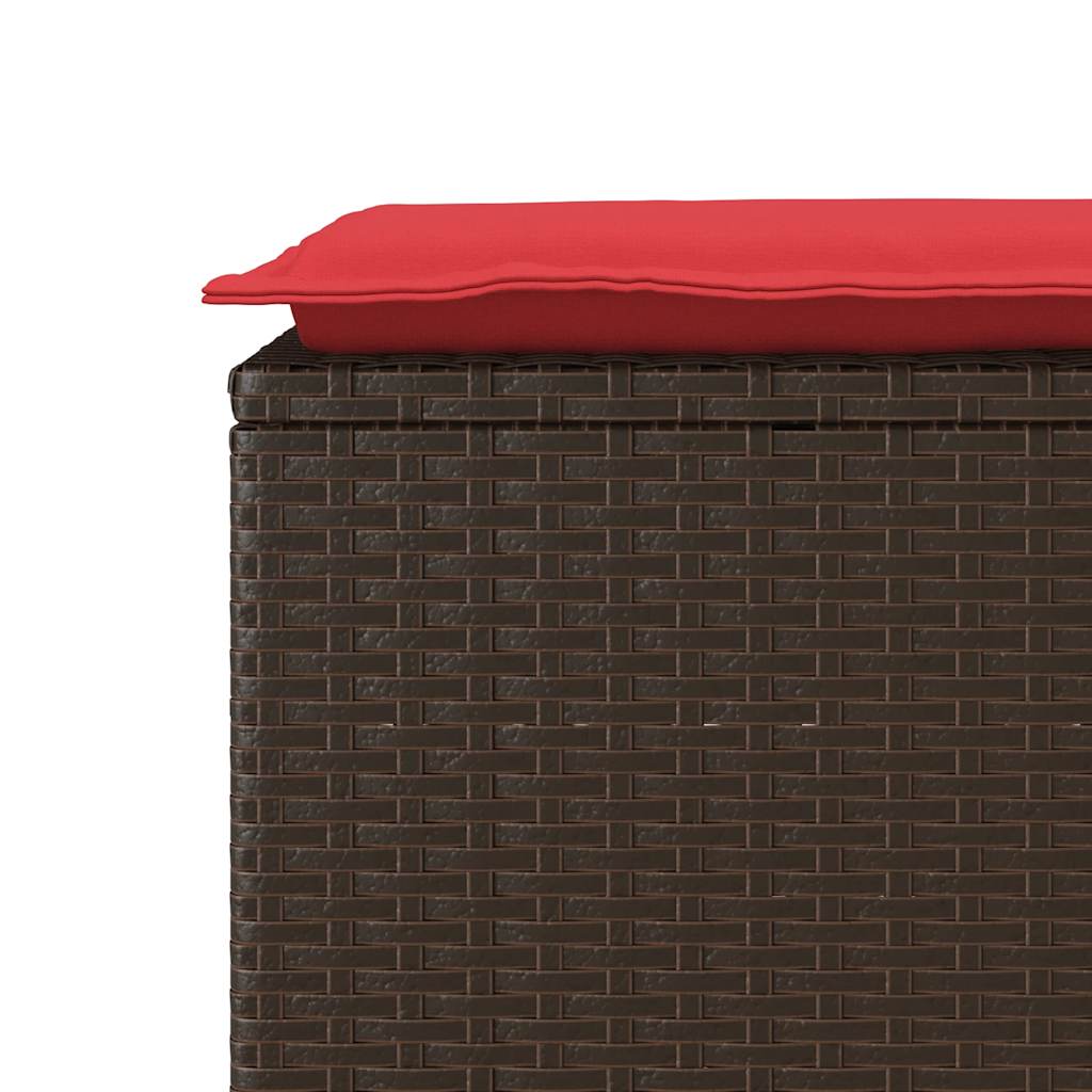 vidaXL Πάγκος κήπου με μαξιλάρι καφέ 110x40x44 cm Poly Rattan