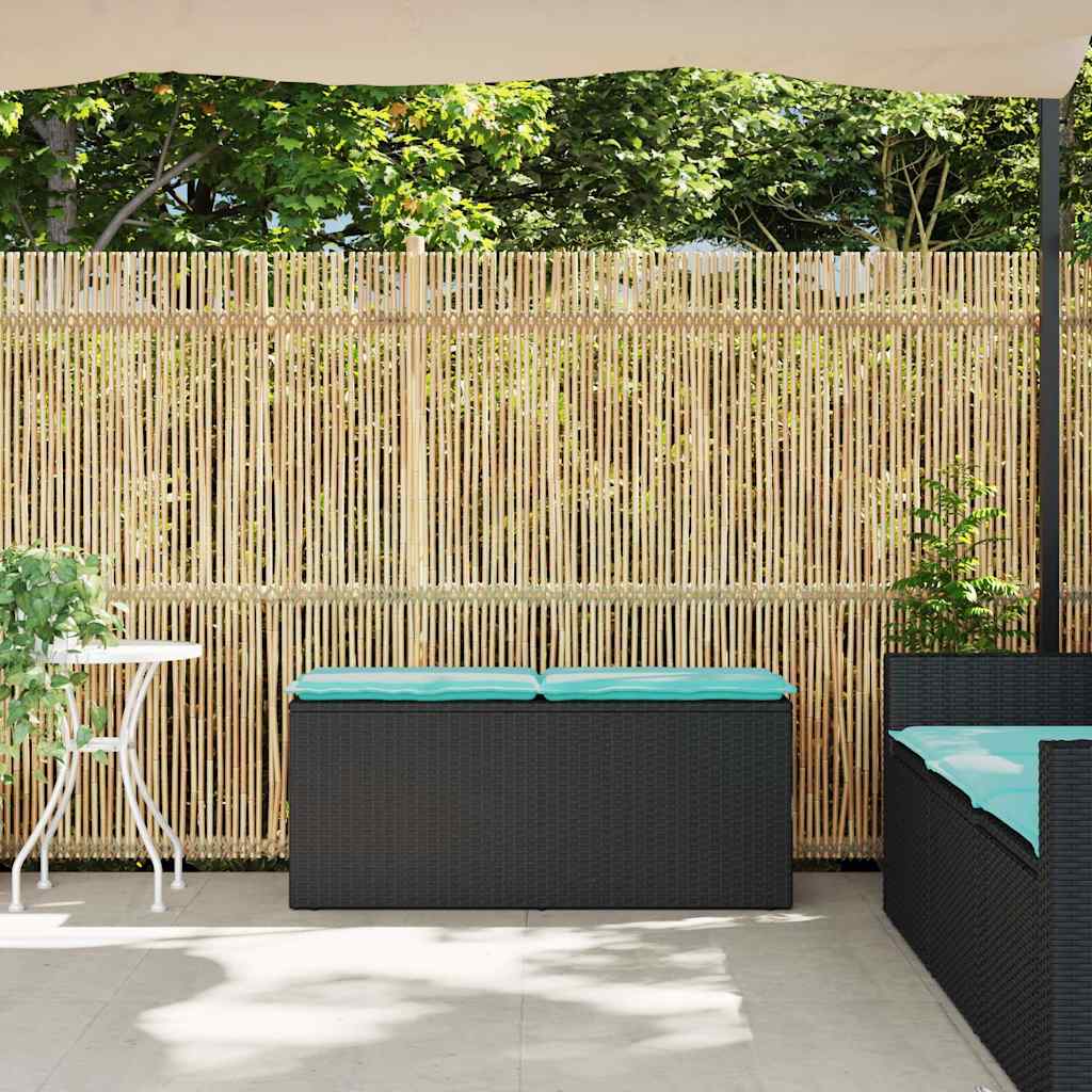 vidaXL Πάγκος κήπου με μαξιλάρι Μαύρο 110x40x44 cm Poly Rattan