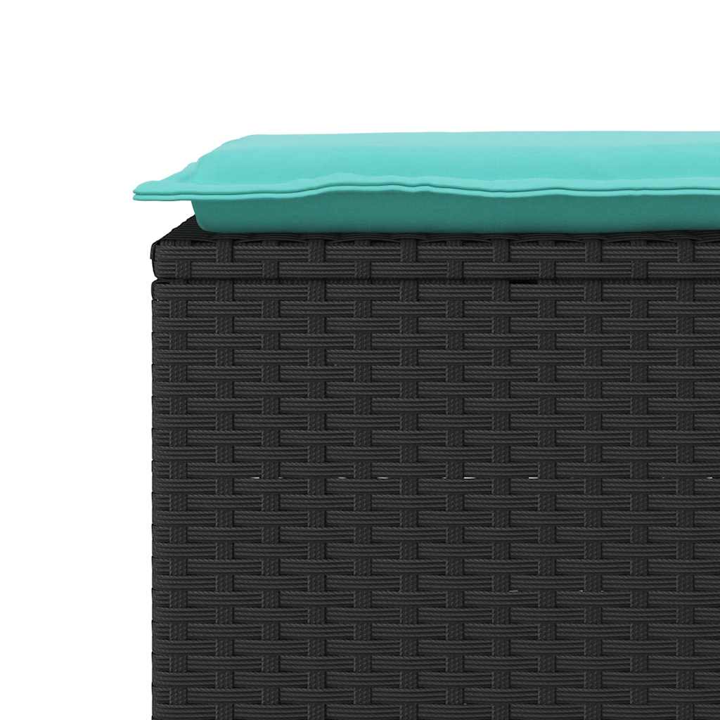 vidaXL Πάγκος κήπου με μαξιλάρι Μαύρο 110x40x44 cm Poly Rattan