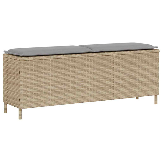 vidaXL Παγκάκι Κήπου με Μαξιλάρι Μπεζ 110x30x40,5 εκ. από Συνθετικό Ρατάν