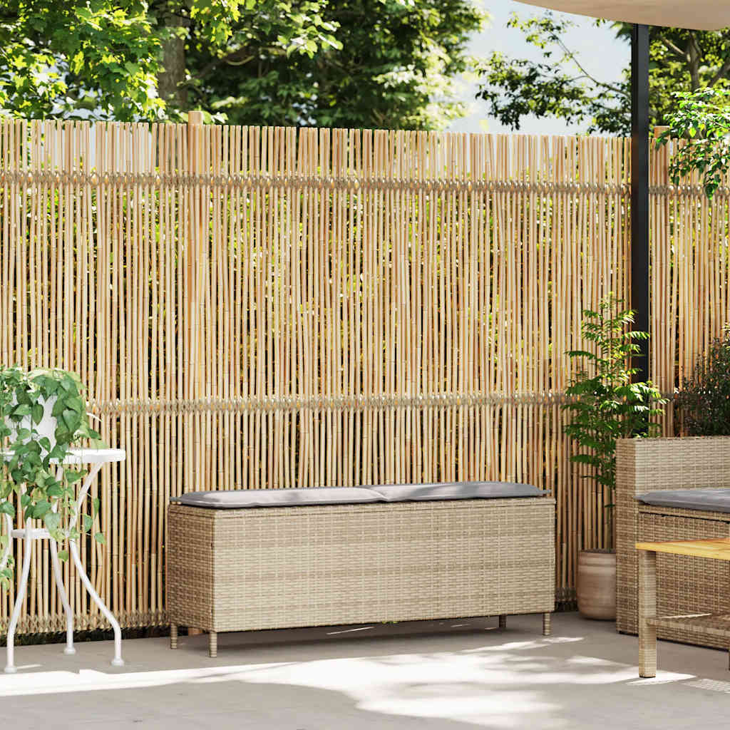vidaXL Παγκάκι Κήπου με Μαξιλάρι Μπεζ 110x30x40,5 εκ. από Συνθετικό Ρατάν