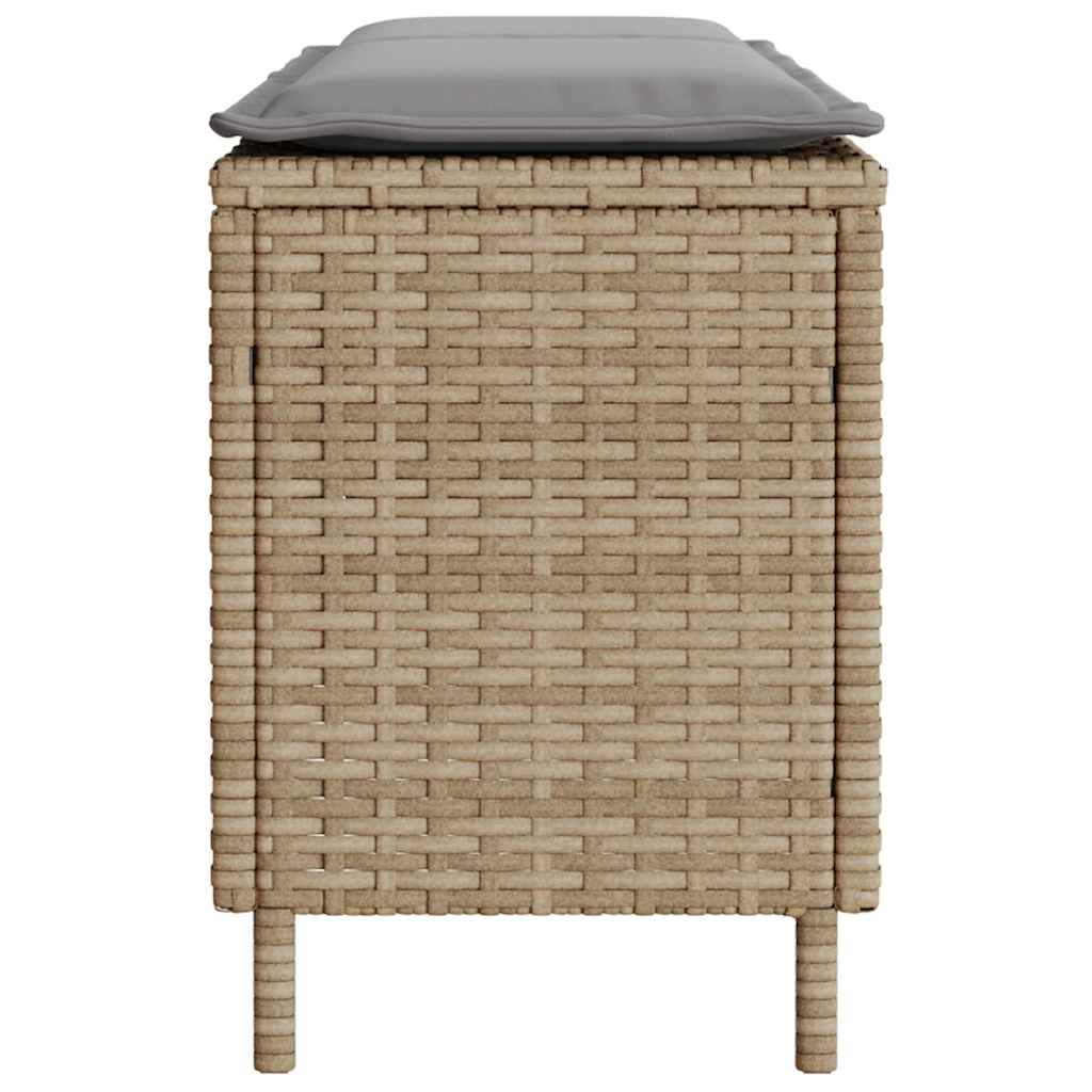 vidaXL Παγκάκι Κήπου με Μαξιλάρι Μπεζ 110x30x40,5 εκ. από Συνθετικό Ρατάν