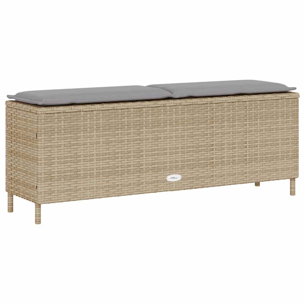 vidaXL Παγκάκι Κήπου με Μαξιλάρι Μπεζ 110x30x40,5 εκ. από Συνθετικό Ρατάν