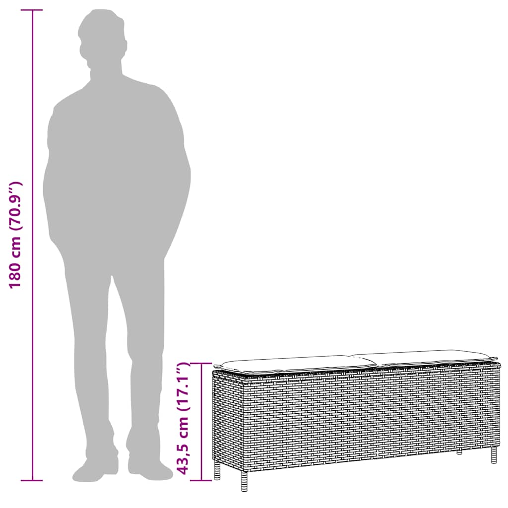 vidaXL Παγκάκι Κήπου με Μαξιλάρι Μπεζ 110x30x40,5 εκ. από Συνθετικό Ρατάν