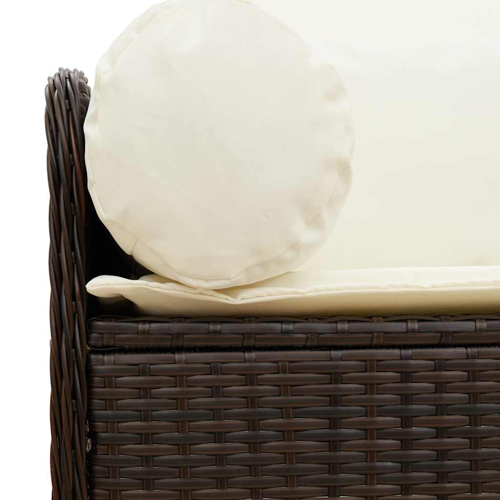 vidaXL Καναπές Κήπου Τριθέσιος Καφέ από Συνθετικό Ρατάν με Μαξιλάρια