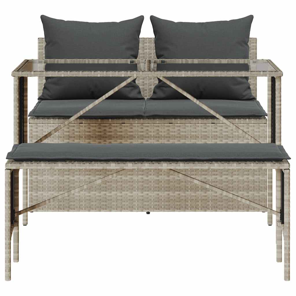 vidaXL Σετ Τραπεζαρίας Κήπου 3 τεμ. Αν. Γκρι Συνθ. Ρατάν με Μαξιλάρια