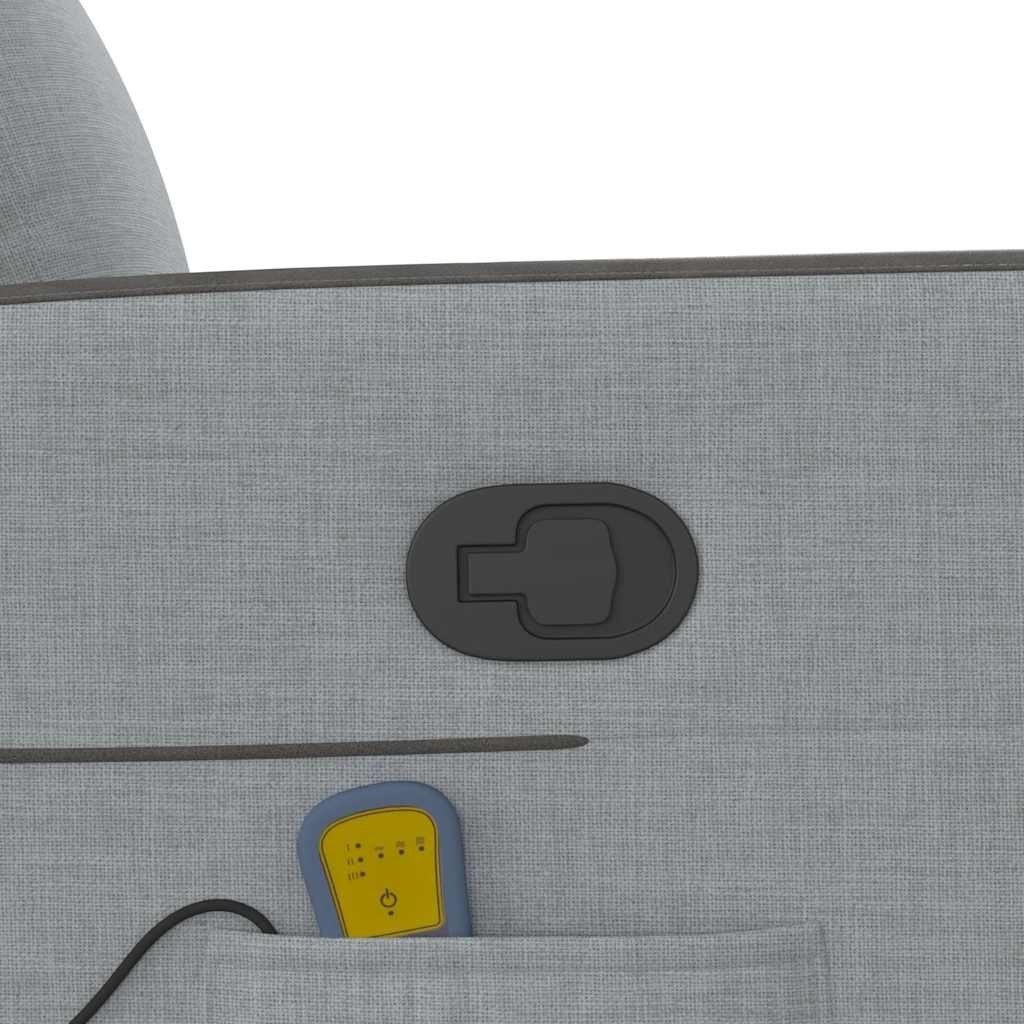 vidaXL Πολυθρόνα Μασάζ Ανακλινόμενη Ανοιχτό Γκρι Υφασμάτινη