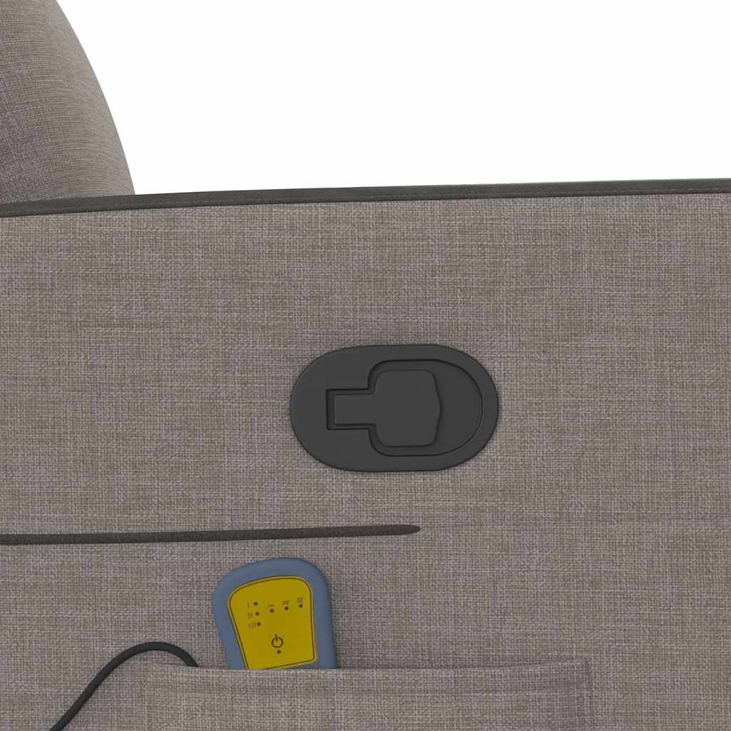 vidaXL Πολυθρόνα Μασάζ Ανακλινόμενη Taupe Υφασμάτινη