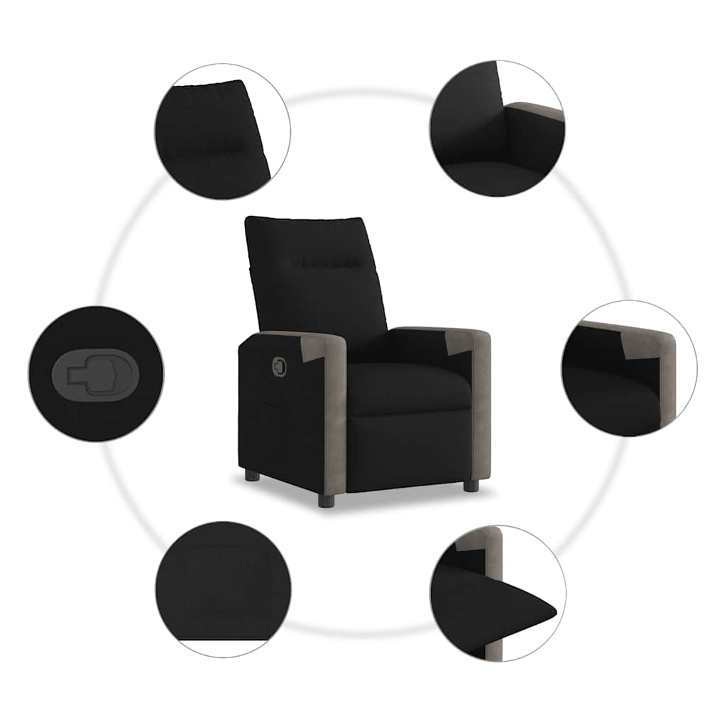 vidaXL Πολυθρόνα Ανακλινόμενη Μαύρη Υφασμάτινη